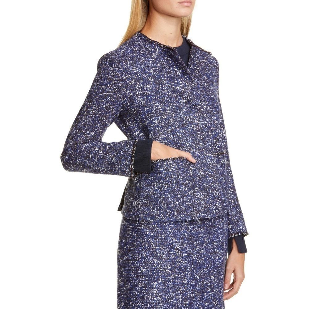 Hugo Boss Julira Tweed Suit Jacket In Pilot Fantasy